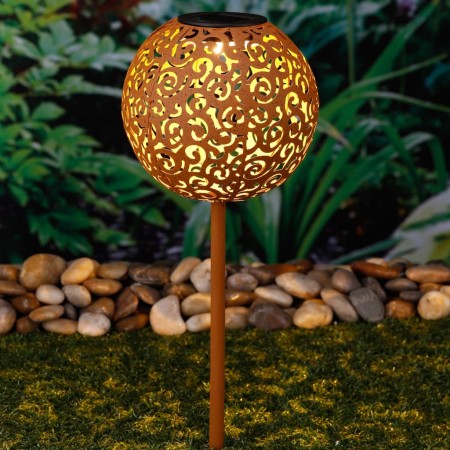 HI Garten-Kugelleuchte LED Solar 18 cm Metall Braun