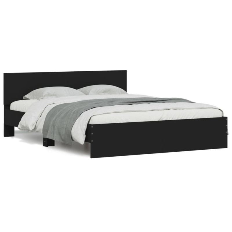 vidaXL Bettgestell mit Kopfteil LED-Beleuchtung Schwarz 150x200 cm vidaXL Bettgestell mit Kopfteil LED-Beleuchtung Schwarz 150x200 cm
