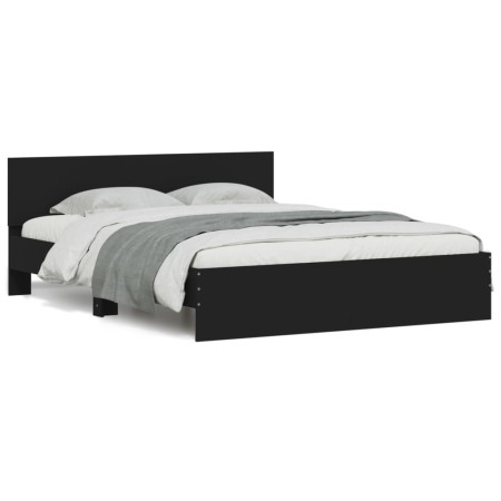 vidaXL Bettgestell mit Kopfteil LED-Beleuchtung Schwarz 150x200 cm
