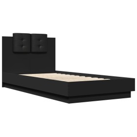 vidaXL Bettgestell mit Kopfteil Schwarz 90x190 cm Holzwerkstoff