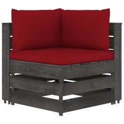 Modulares Ecksofa mit Kissen Grau Imprägniertes Holz