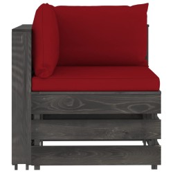 Modulares Ecksofa mit Kissen Grau Imprägniertes Holz