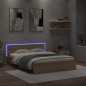 vidaXL Bettgestell mit Kopfteil LED-Beleuchtung Sonoma-Eiche 150x200cm vidaXL Bettgestell mit Kopfteil LED-Beleuchtung Sonoma-Eiche 150x200cm