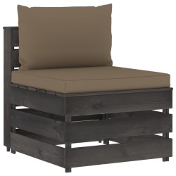 vidaXL Modulares Mittelsofa mit Kissen Grau Imprägniertes Holz