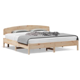 vidaXL Massivholzbett mit Kopfteil 200x200 cm Kiefer