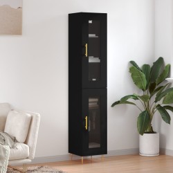 vidaXL Highboard Schwarz 34,5x34x180 cm Holzwerkstoff