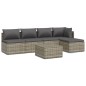 vidaXL 6-tlg. Garten-Lounge-Set mit Kissen Grau Poly Rattan vidaXL 6-tlg. Garten-Lounge-Set mit Kissen Grau Poly Rattan