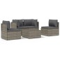 vidaXL 5-tlg. Garten-Lounge-Set mit Kissen Grau Poly Rattan vidaXL 5-tlg. Garten-Lounge-Set mit Kissen Grau Poly Rattan