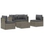 vidaXL 5-tlg. Garten-Lounge-Set mit Kissen Grau Poly Rattan vidaXL 5-tlg. Garten-Lounge-Set mit Kissen Grau Poly Rattan