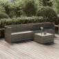 vidaXL 5-tlg. Garten-Lounge-Set mit Kissen Grau Poly Rattan