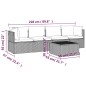 vidaXL 5-tlg. Garten-Lounge-Set mit Kissen Grau Poly Rattan