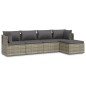 vidaXL 5-tlg. Garten-Lounge-Set mit Kissen Grau Poly Rattan vidaXL 5-tlg. Garten-Lounge-Set mit Kissen Grau Poly Rattan