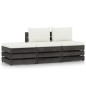 3-tlg. Garten-Lounge-Set mit Kissen Grau Imprägniertes Holz 3-tlg. Garten-Lounge-Set mit Kissen Grau Imprägniertes Holz
