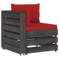 Modulares Ecksofa mit Kissen Grau Imprägniertes Holz Modulares Ecksofa mit Kissen Grau Imprägniertes Holz