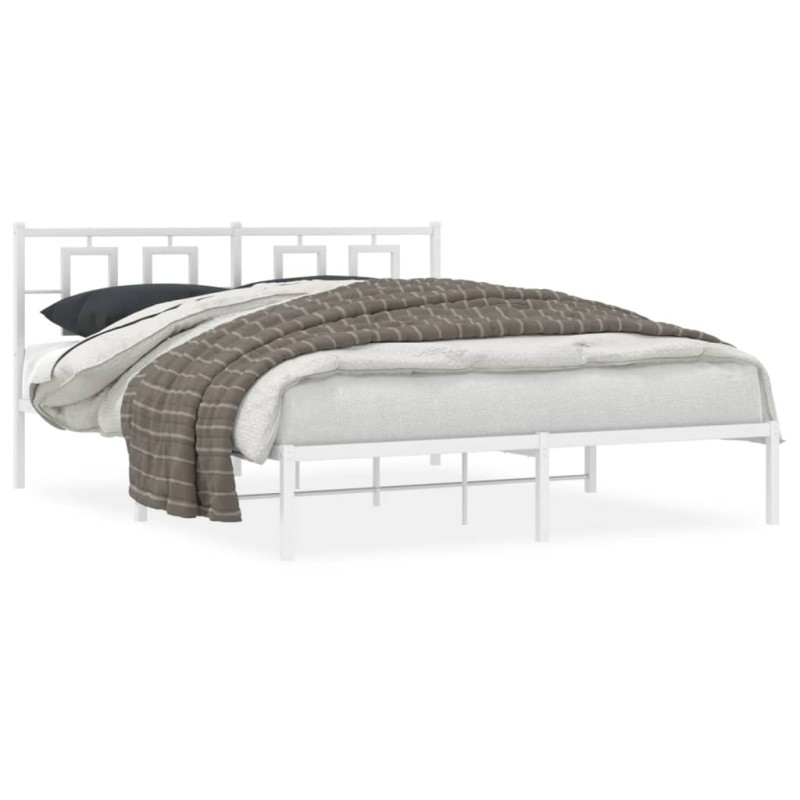 vidaXL Bettgestell mit Kopfteil Metall Weiß 150x200 cm vidaXL Bettgestell mit Kopfteil Metall Weiß 150x200 cm