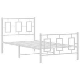 vidaXL Bettgestell mit Kopf- und Fußteil Metall Weiß 90x200 cm