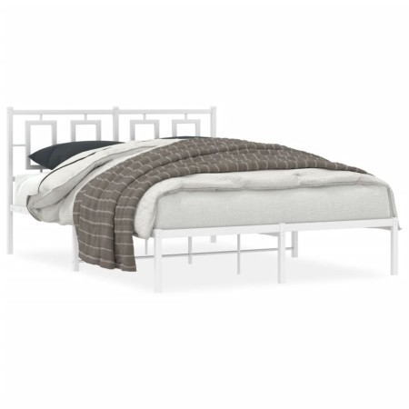 vidaXL Bettgestell mit Kopfteil Metall Weiß 140x190 cm