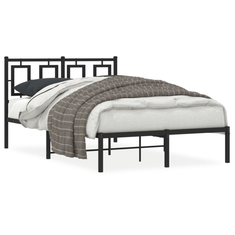 vidaXL Bettgestell mit Kopfteil Metall Schwarz 120x190 cm vidaXL Bettgestell mit Kopfteil Metall Schwarz 120x190 cm
