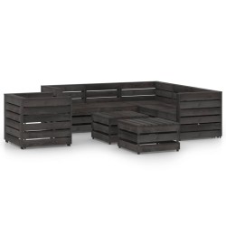 vidaXL 8-tlg. Garten-Lounge-Set Grau Imprägniertes Kiefernholz
