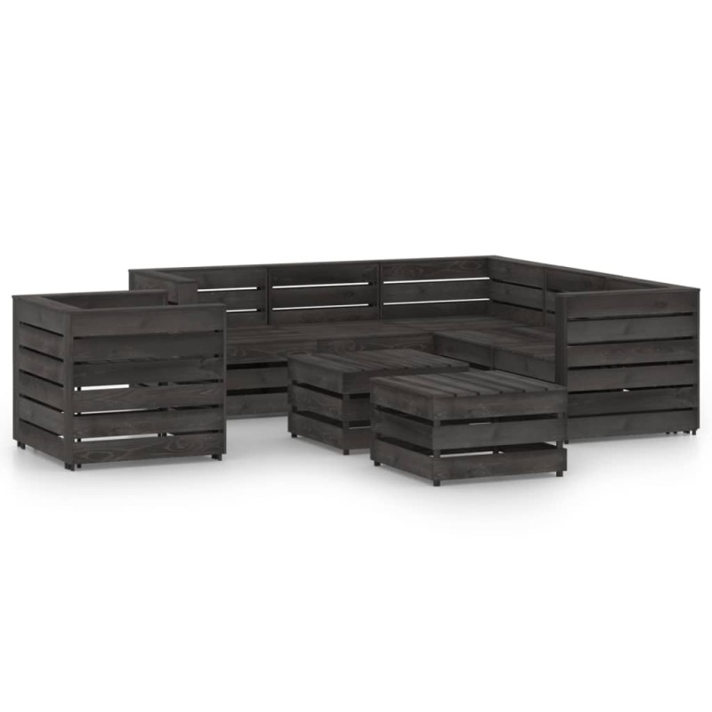 vidaXL 8-tlg. Garten-Lounge-Set Grau Imprägniertes Kiefernholz vidaXL 8-tlg. Garten-Lounge-Set Grau Imprägniertes Kiefernholz
