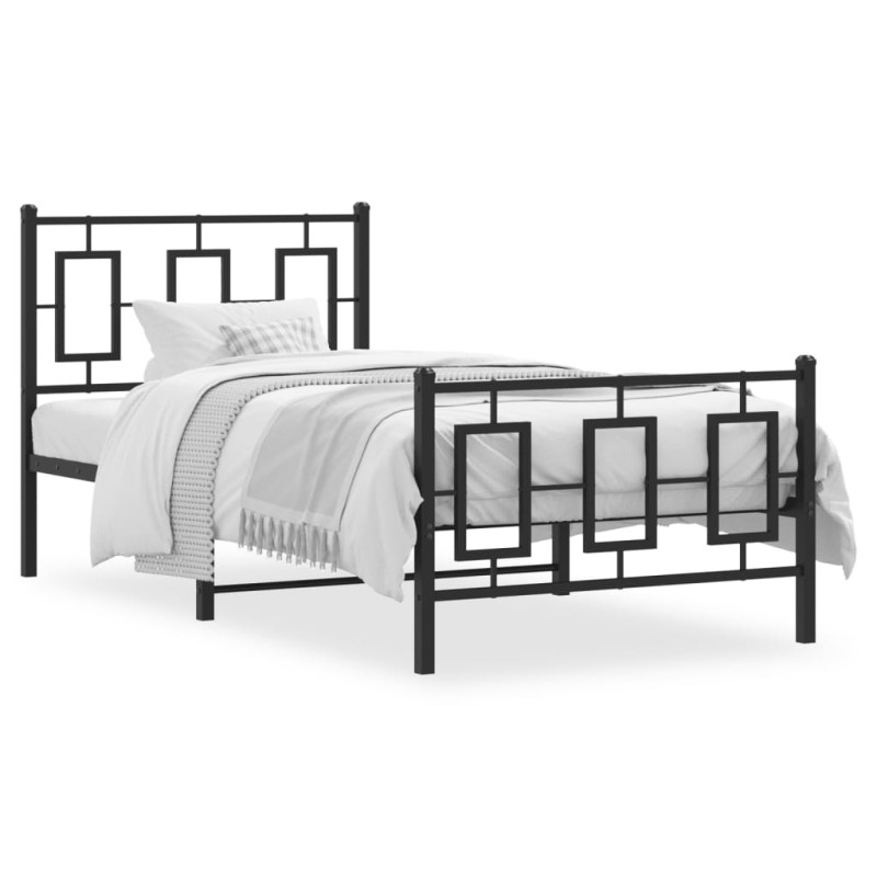 vidaXL Bettgestell mit Kopf- und Fußteil Metall Schwarz 90x200 cm vidaXL Bettgestell mit Kopf- und Fußteil Metall Schwarz 90x200 cm