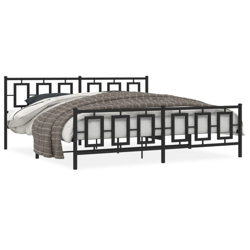 vidaXL Bettgestell mit Kopf- und Fußteil Metall Schwarz 193x203 cm vidaXL Bettgestell mit Kopf- und Fußteil Metall Schwarz 193x203 cm