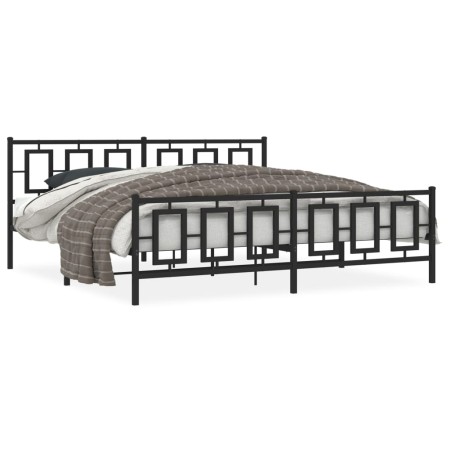 vidaXL Bettgestell mit Kopf- und Fußteil Metall Schwarz 193x203 cm