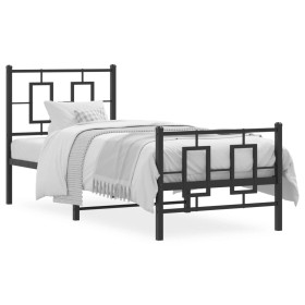 vidaXL Bettgestell mit Kopf- und Fußteil Metall Schwarz 80x200 cm