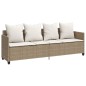 vidaXL Sonnenliege mit Kissen Beige Poly Rattan vidaXL Sonnenliege mit Kissen Beige Poly Rattan