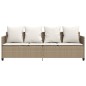 vidaXL Sonnenliege mit Kissen Beige Poly Rattan vidaXL Sonnenliege mit Kissen Beige Poly Rattan
