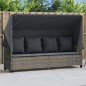 vidaXL Sonnenliege mit Dach und Kissen Grau Poly Rattan vidaXL Sonnenliege mit Dach und Kissen Grau Poly Rattan