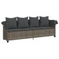 vidaXL Sonnenliege mit Dach und Kissen Grau Poly Rattan vidaXL Sonnenliege mit Dach und Kissen Grau Poly Rattan