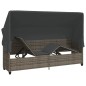 vidaXL Sonnenliege mit Dach und Kissen Grau Poly Rattan vidaXL Sonnenliege mit Dach und Kissen Grau Poly Rattan