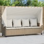 vidaXL Sonnenliege mit Dach und Kissen Beige Poly Rattan vidaXL Sonnenliege mit Dach und Kissen Beige Poly Rattan