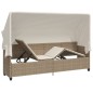 vidaXL Sonnenliege mit Dach und Kissen Beige Poly Rattan vidaXL Sonnenliege mit Dach und Kissen Beige Poly Rattan