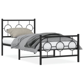 vidaXL Bettgestell mit Kopf- und Fußteil Metall Schwarz 90x190 cm