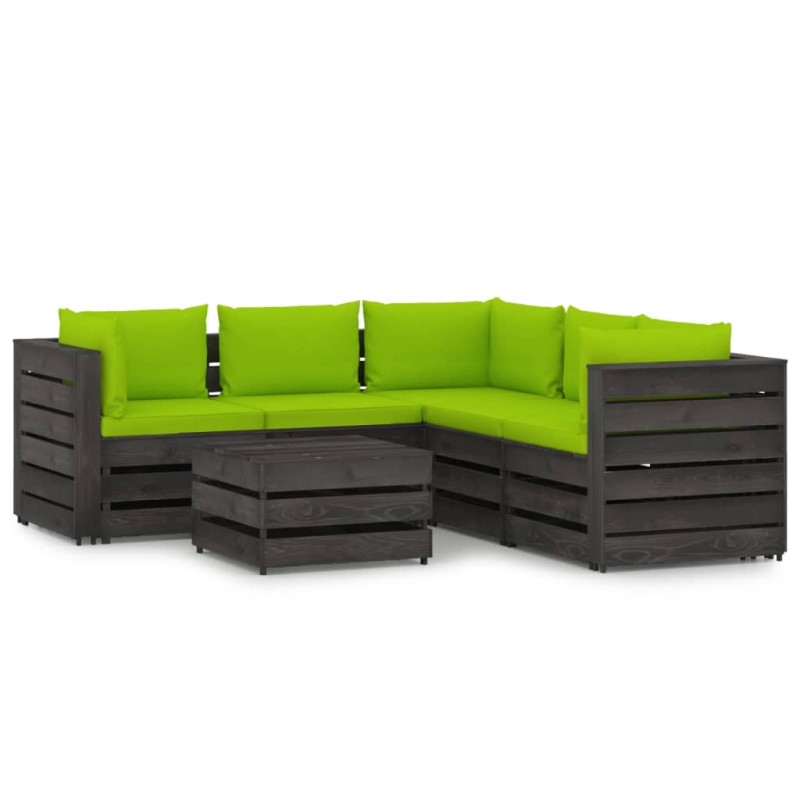 vidaXL 6-tlg. Garten-Lounge-Set mit Kissen Grau Imprägniertes Holz vidaXL 6-tlg. Garten-Lounge-Set mit Kissen Grau Imprägniertes Holz