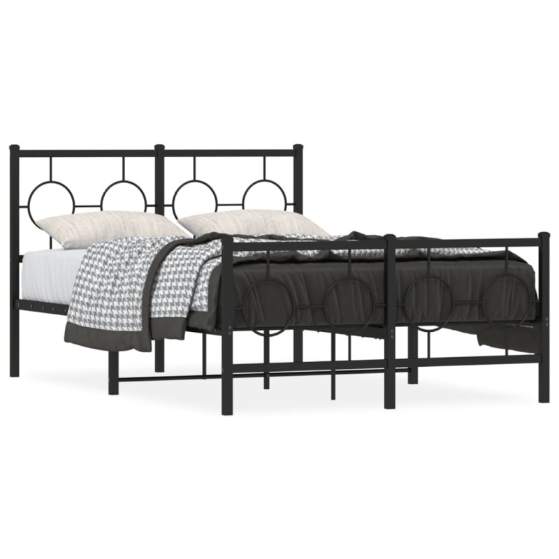 vidaXL Bettgestell mit Kopf- und Fußteil Metall Schwarz 120x190 cm vidaXL Bettgestell mit Kopf- und Fußteil Metall Schwarz 120x190 cm