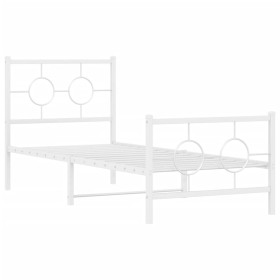 vidaXL Bettgestell mit Kopf- und Fußteil Metall Weiß 75x190 cm