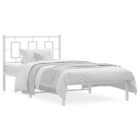vidaXL Bettgestell mit Kopfteil Metall Weiß 100x190 cm