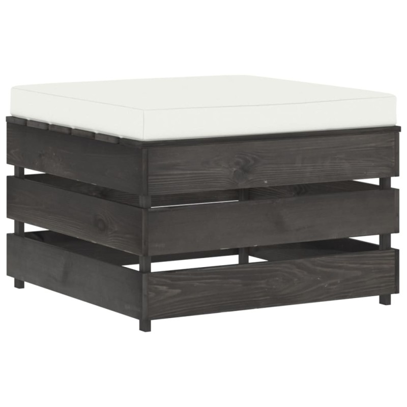 Modulare Ottomane mit Kissen Grau Imprägniertes Holz Modulare Ottomane mit Kissen Grau Imprägniertes Holz