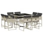 vidaXL 9-tlg. Garten-Essgruppe mit Kissen Hellgrau Poly Rattan vidaXL 9-tlg. Garten-Essgruppe mit Kissen Hellgrau Poly Rattan