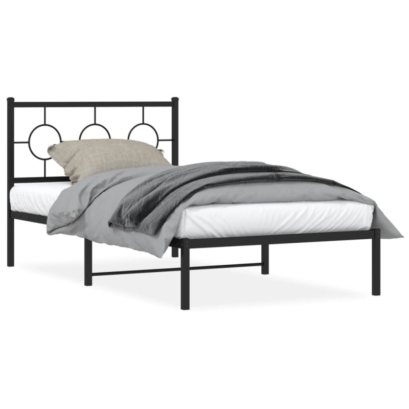vidaXL Bettgestell mit Kopfteil Metall Schwarz 100x190 cm vidaXL Bettgestell mit Kopfteil Metall Schwarz 100x190 cm