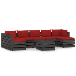 vidaXL 8-tlg. Garten-Lounge-Set mit Kissen Grau Imprägniertes Holz