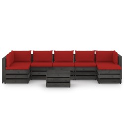 vidaXL 8-tlg. Garten-Lounge-Set mit Kissen Grau Imprägniertes Holz