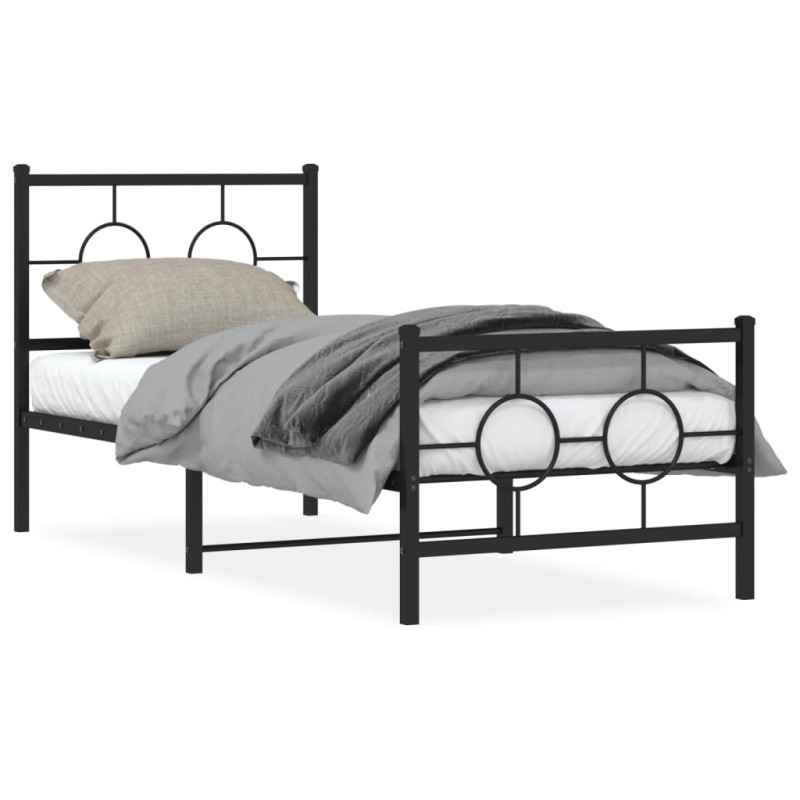 vidaXL Bettgestell mit Kopf- und Fußteil Metall Schwarz 75x190 cm vidaXL Bettgestell mit Kopf- und Fußteil Metall Schwarz 75x190 cm
