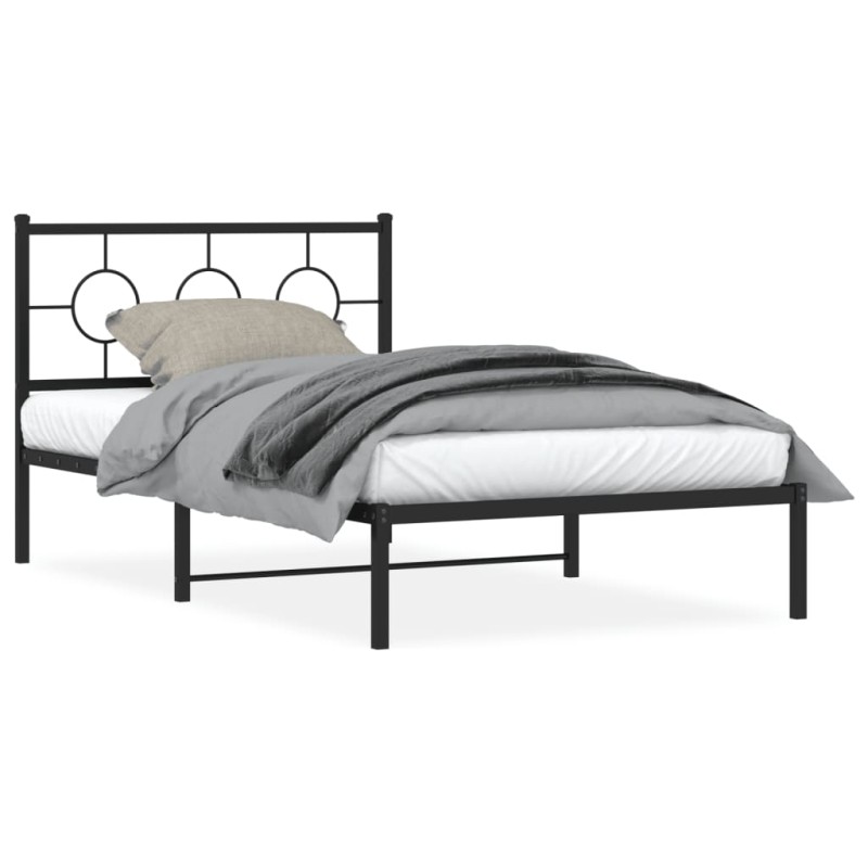 vidaXL Bettgestell mit Kopfteil Metall Schwarz 107x203 cm vidaXL Bettgestell mit Kopfteil Metall Schwarz 107x203 cm