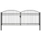 vidaXL Zauntor Doppelflügel Gewölbte Spitze Stahl 400 x 175 cm Schwarz vidaXL Zauntor Doppelflügel Gewölbte Spitze Stahl 400 x 175 cm Schwarz