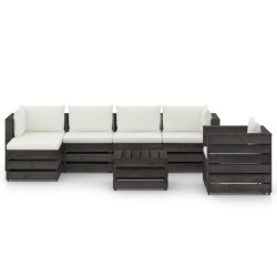 7-tlg. Garten-Lounge-Set mit Kissen Grau Imprägniertes Holz