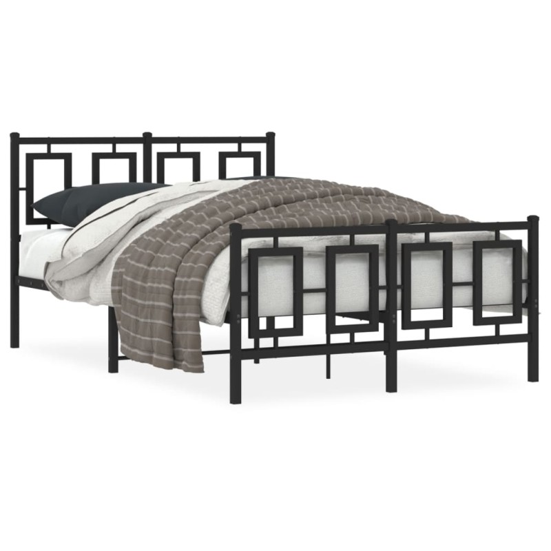 vidaXL Bettgestell mit Kopf- und Fußteil Metall Schwarz 120x200 cm vidaXL Bettgestell mit Kopf- und Fußteil Metall Schwarz 120x200 cm